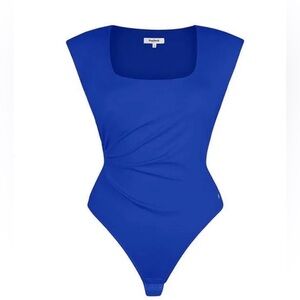 popilush Royal Blue Square-round neck bodysuit 
size XL with shapewear, NWOT